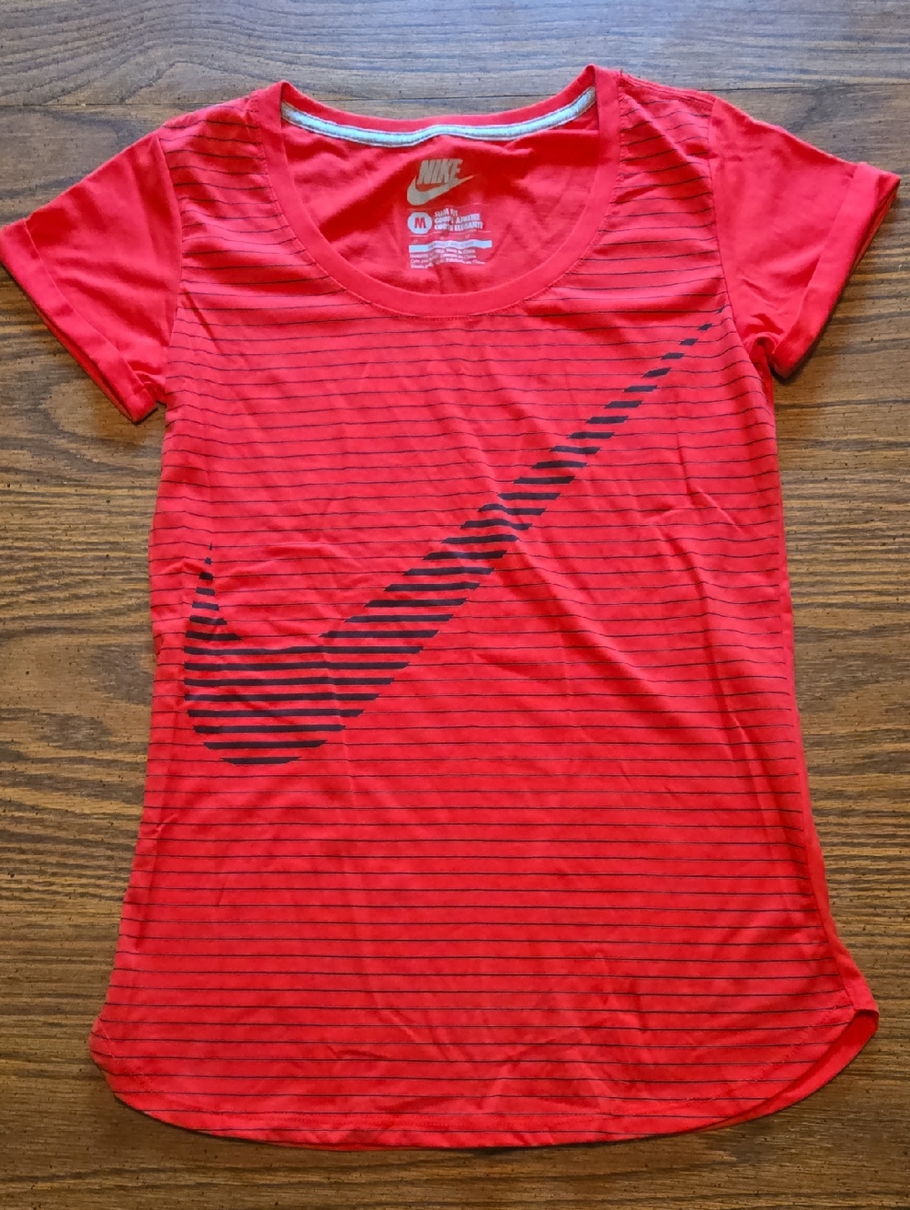 Nike Red Tee with Black Striped Swoosh